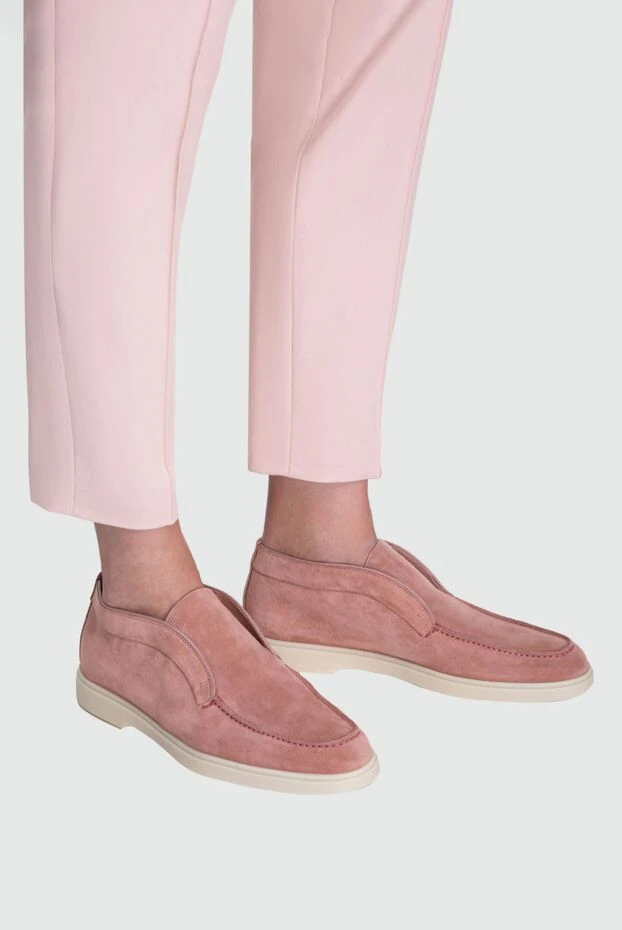 Santoni woman pink suede loafers for women купить с ценами и фото 160798 - photo 2