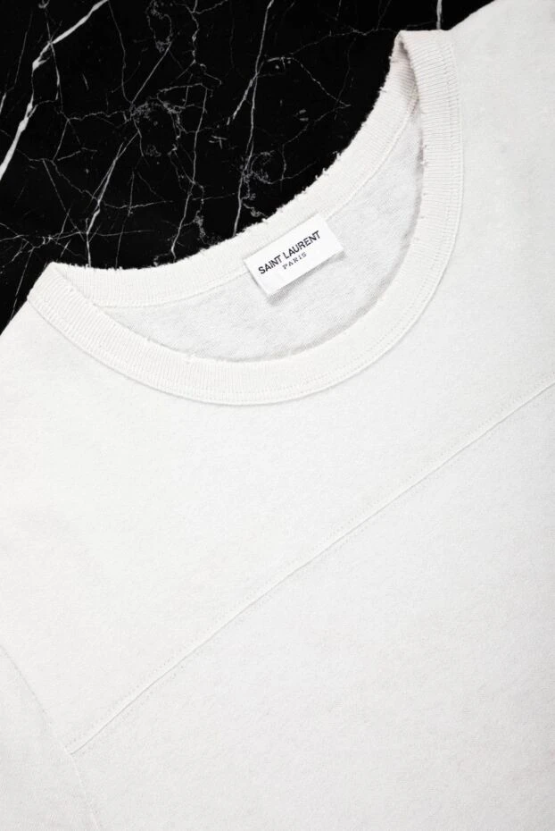 Saint Laurent ламе ленталары бар ақ мақтадан жасалған әйелдер футболкасы 160816 - фото 3