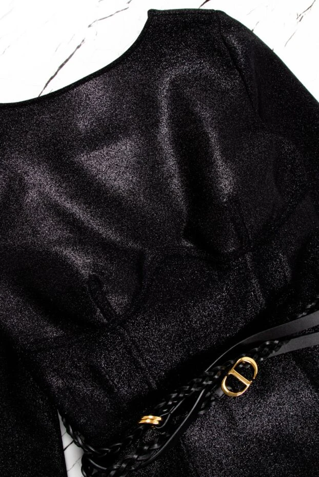 Herve Leger ашық арқалы жылтыр бүркемесі бар қара мини әйелдер көйлегі 160865 - фото 3