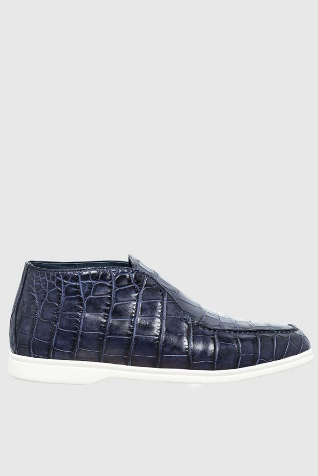 Cesare di Napoli man blue crocodile leather loafers for men купить с ценами и фото 160880 - photo 1