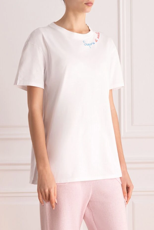 MC2 Saint Barth women's white cotton t-shirt with an embroidered inscription 160892 - photo 3