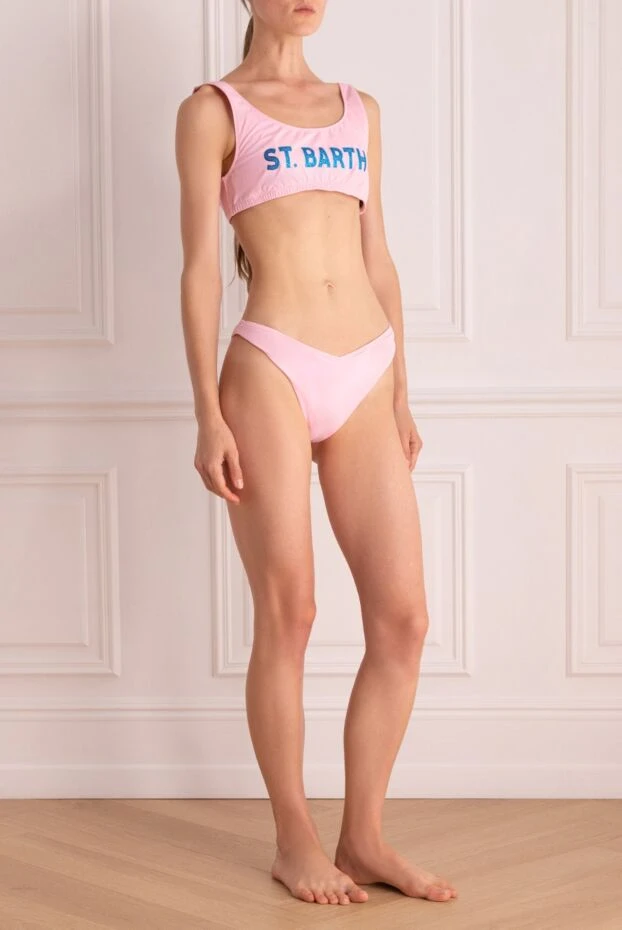 MC2 Saint Barth спортивный купальник бикини розовый с контрастным логотипом 160898 - фото 3