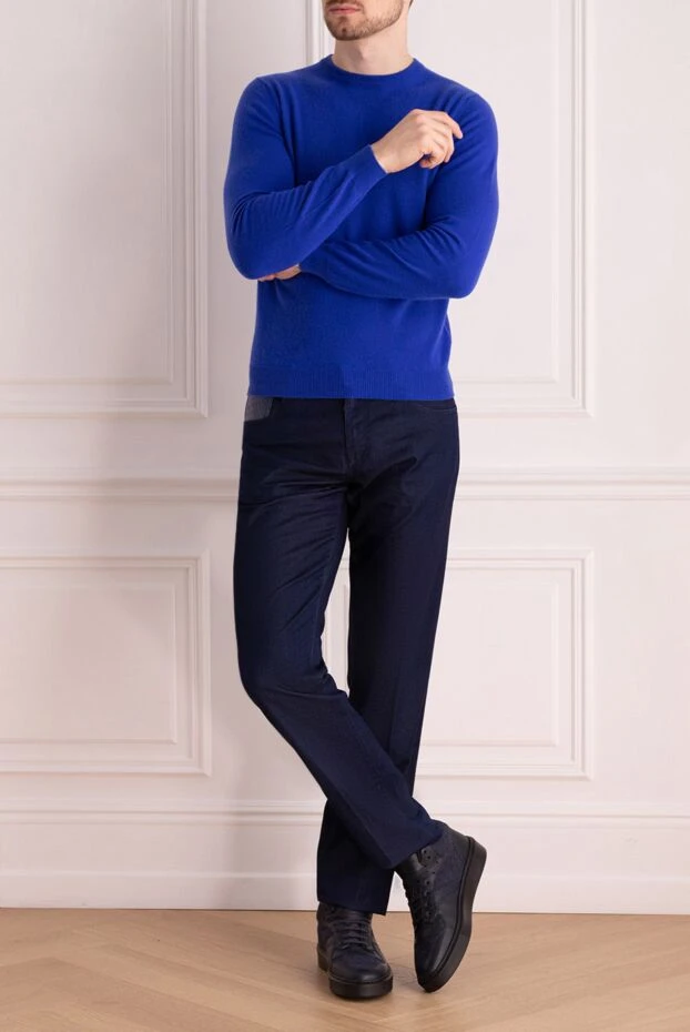 Scissor Scriptor man blue cotton and silk jeans for men купить с ценами и фото 160915 - photo 2