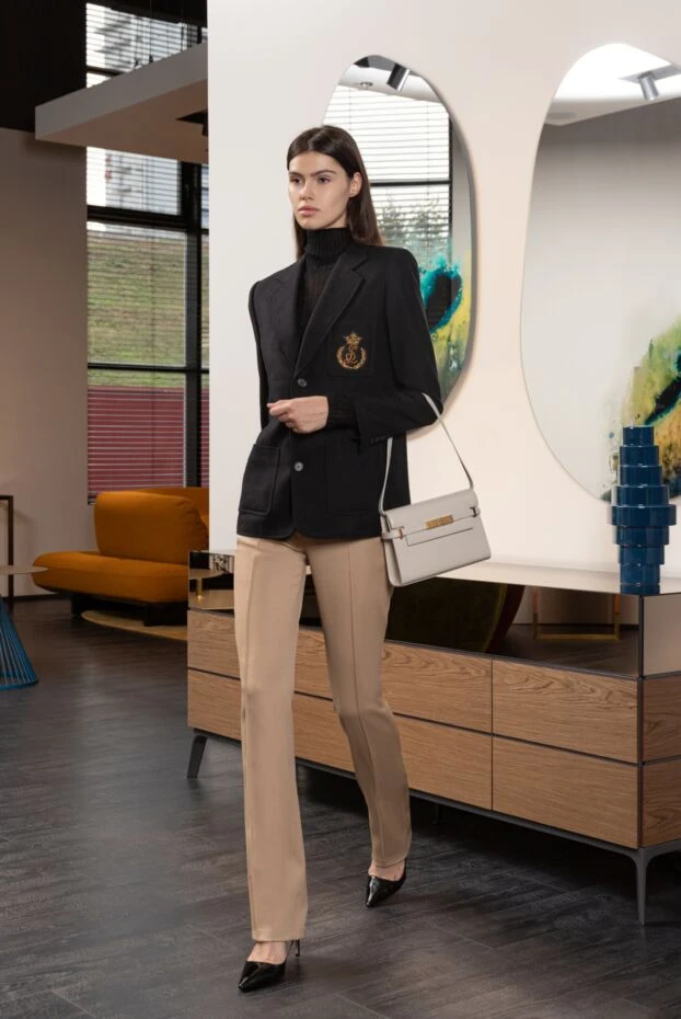 Giuseppe Di Morabito брюки женские классические из шерсти бежевые 160993 - фото 3