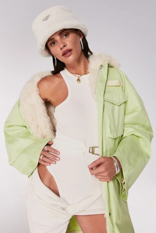 The Attico белое платье мини с поясом и асимметричной сборкой из фактурного трикотажа
 161030 - фото 2