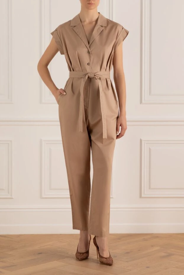 Peserico woman beige women's cotton and elastane jumpsuit купить с ценами и фото 161088 - photo 2