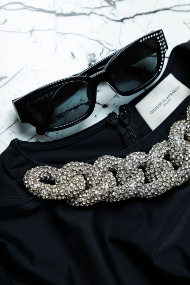 Linda Farrow очки для защиты от солнца женские со стразами черные 161141 - фото 3