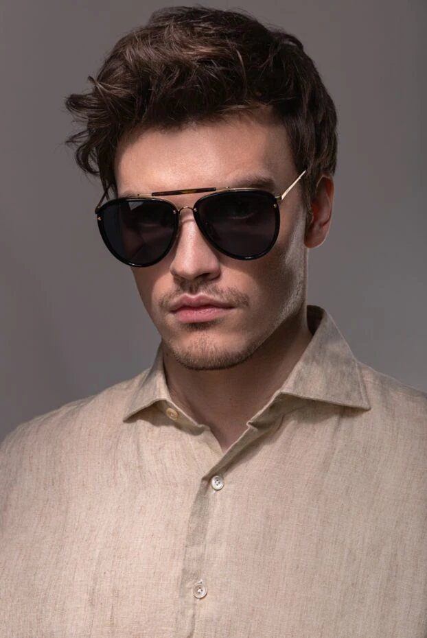 Gucci очки солнцезащитные с двойной перемычкой и глянцевой тёмной оправой
 161151 - фото 2