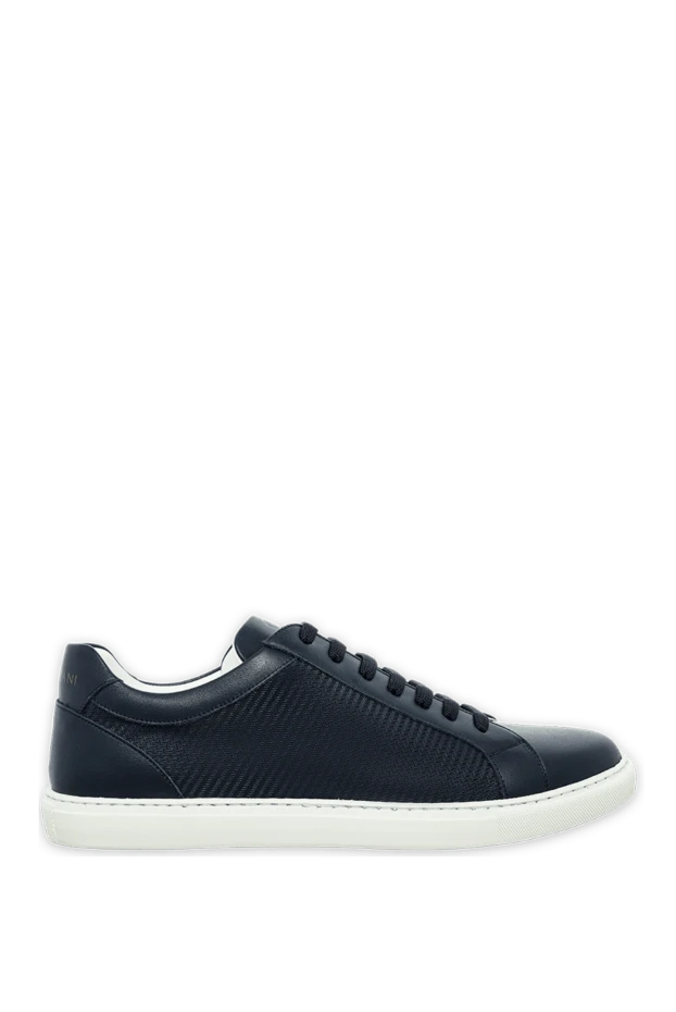 Corneliani man blue leather sneakers for men купить с ценами и фото 161232 - photo 1