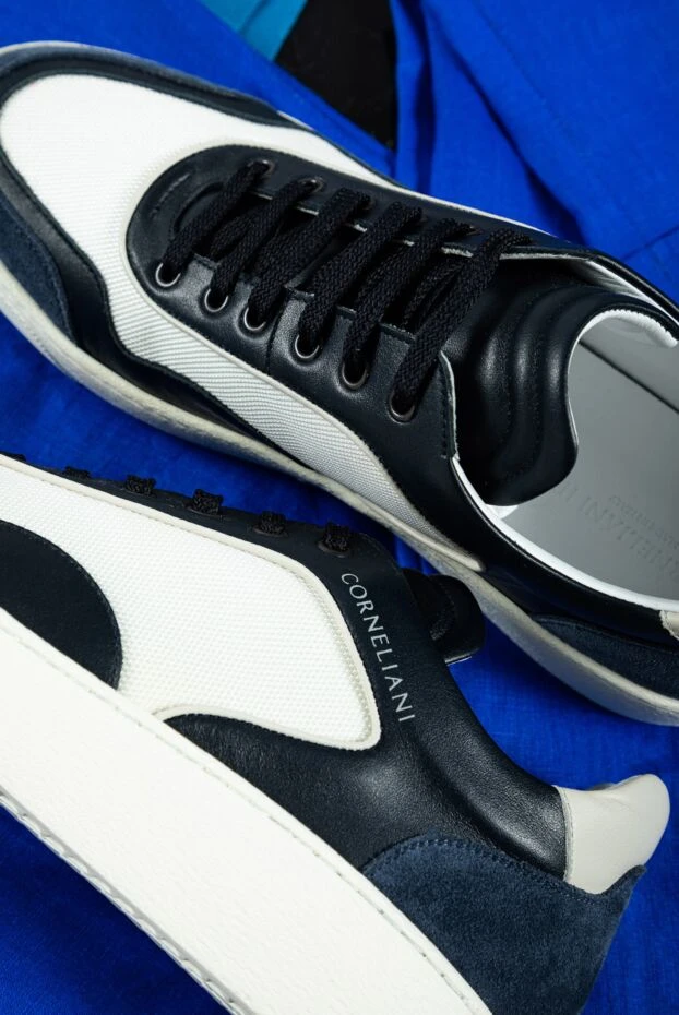 Corneliani сникеры из кожи и полиэстера синие мужские 161233 - фото 2