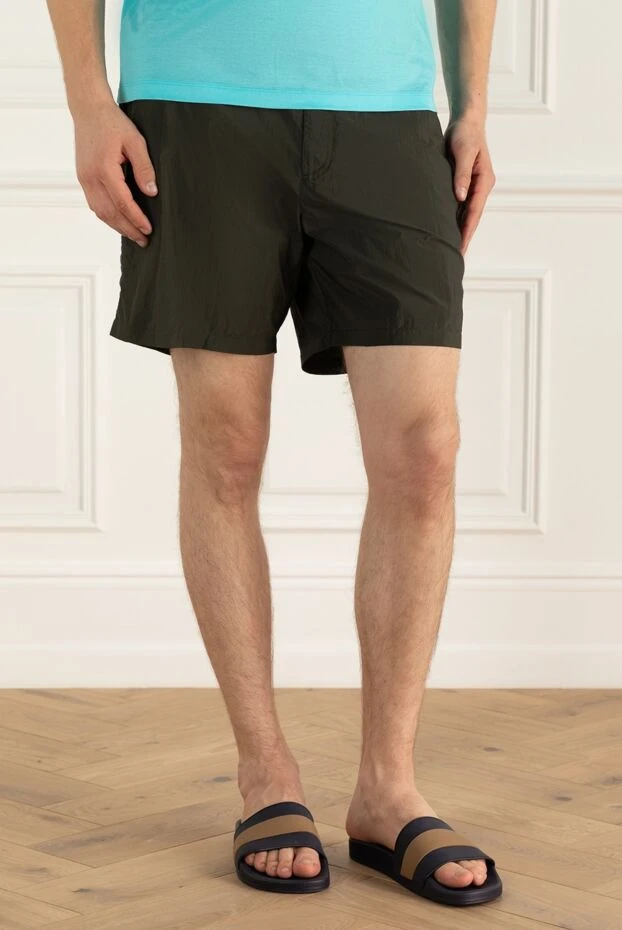 Corneliani men's beach shorts dark green lightweight fabric
 161242 - photo 3