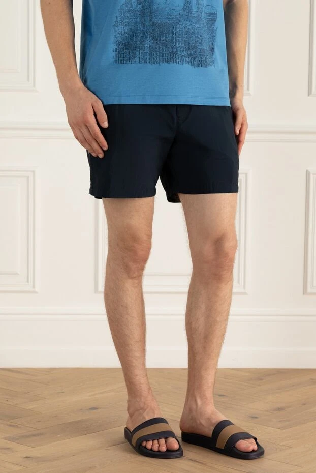 Corneliani men's beach shorts, plain, rich blue
 161243 - photo 3