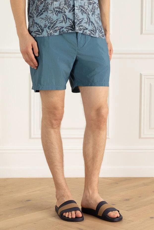 Corneliani men's beach shorts mid length in blue 161244 - photo 3