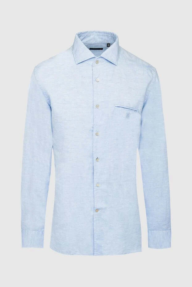 Corneliani man men's blue cotton and linen shirt купить с ценами и фото 161251 - photo 1