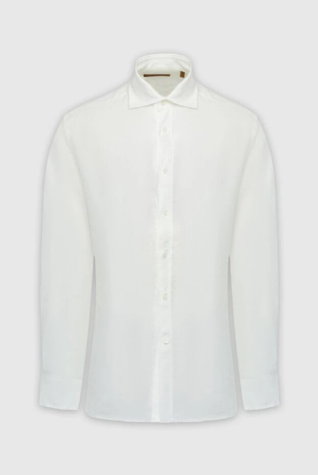 Corneliani man men's white linen shirt купить с ценами и фото 161254 - photo 1