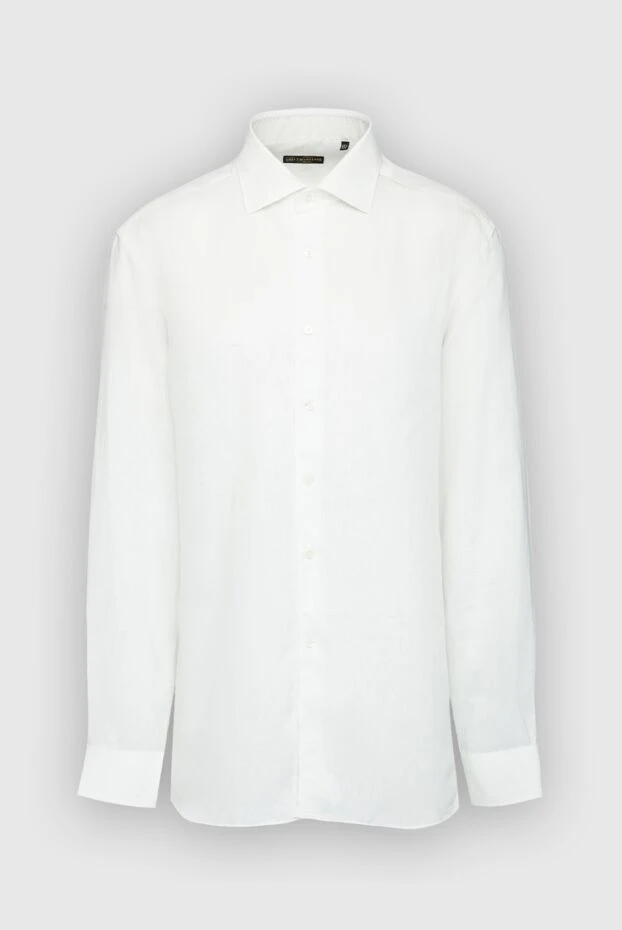 Corneliani man men's white linen shirt купить с ценами и фото 161255 - photo 1