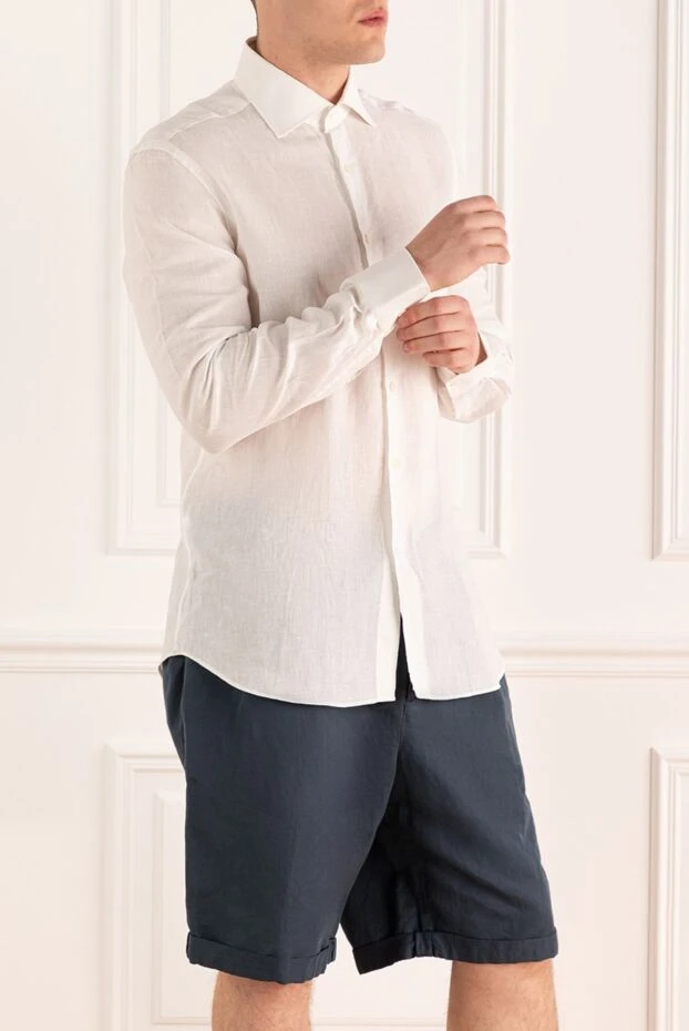 Corneliani men's shirt universal white textured linen 161255 - photo 3