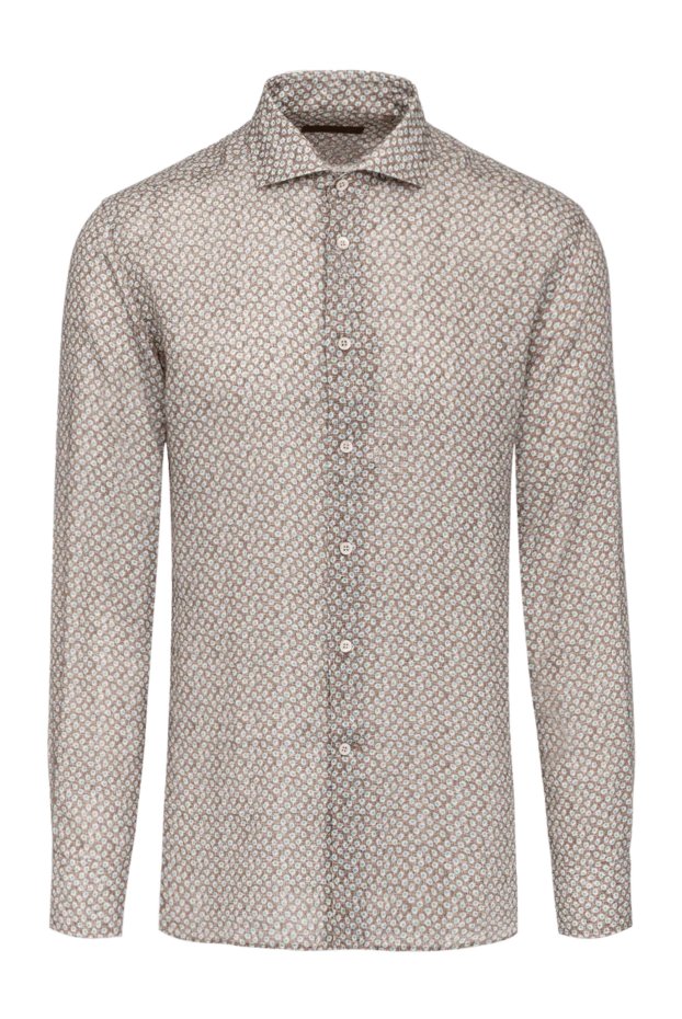 Corneliani man men's brown linen shirt 161258 - photo 1