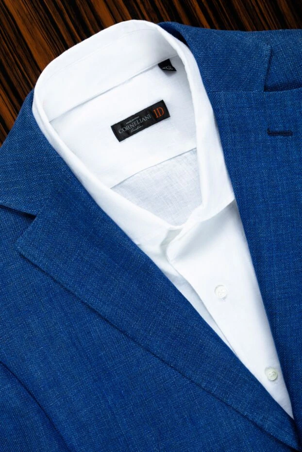 Corneliani рубашка мужская белая текстурная из льна с аккуратным карманом 161259 - фото 2