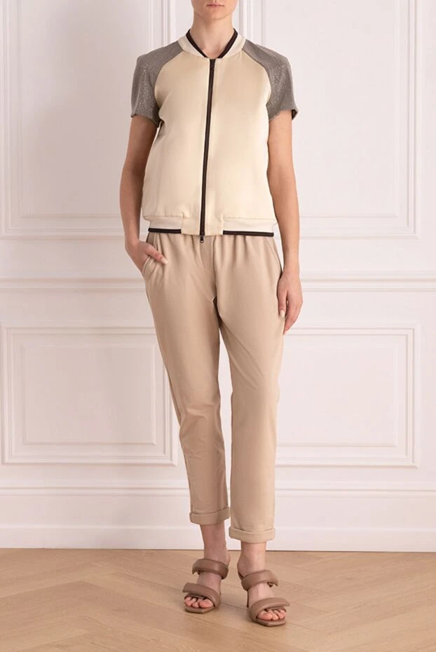 Brunello Cucinelli woman women's beige silk jacket купить с ценами и фото 161300 - photo 2