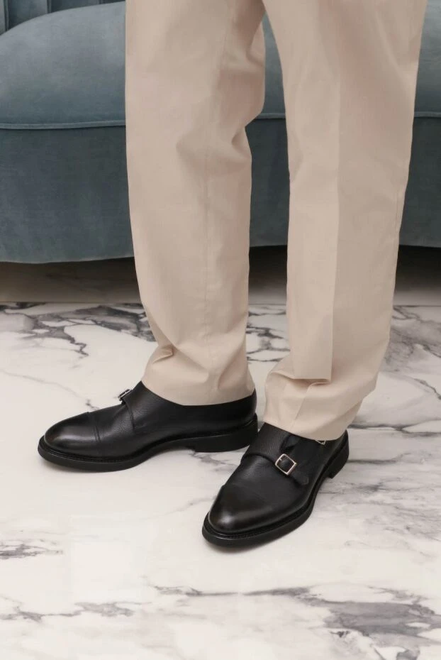 Doucal`s туфли монки cap-toe кожаные бордовые с двумя пряжками мужские 161306 - фото 2