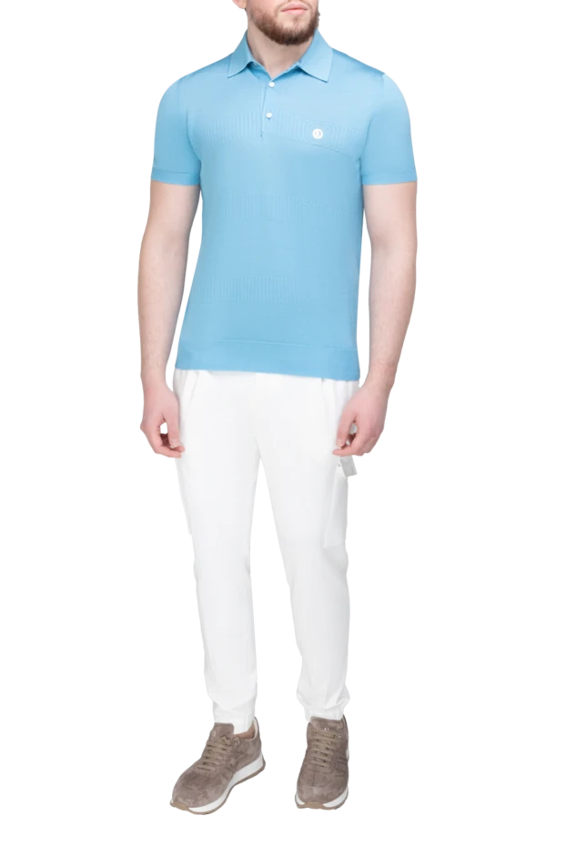 Stefano Ricci поло из шелка голубое мужское 161357 - фото 2