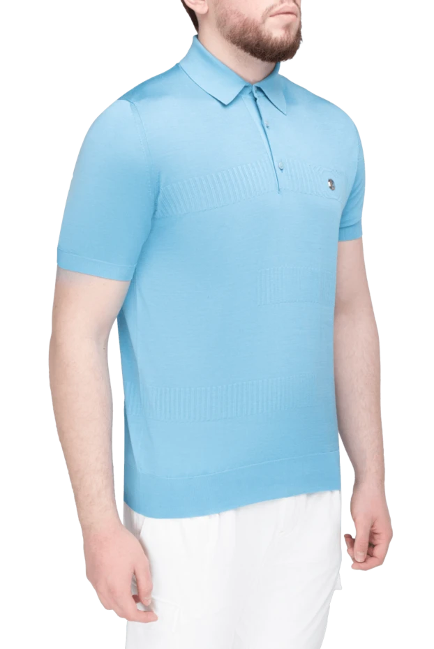 Stefano Ricci поло из шелка голубое мужское 161357 - фото 3