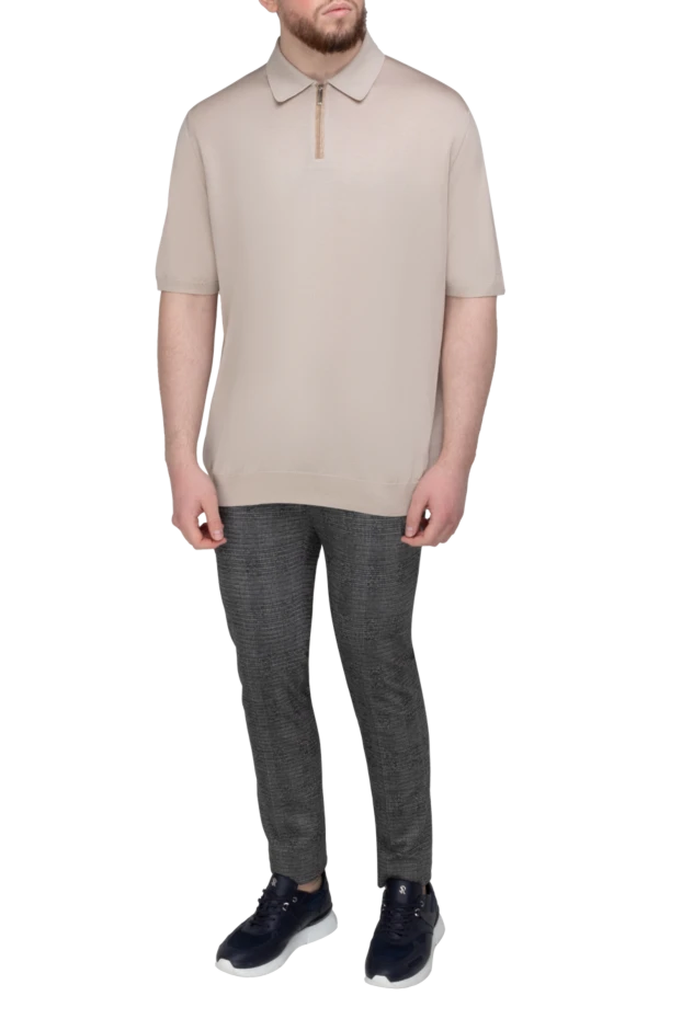 Stefano Ricci поло из шелка и кожи крокодила бежевое мужское 161370 - фото 2