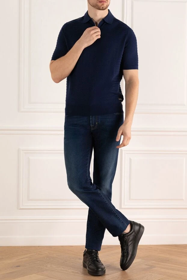 Ерлерге арналған ақ мақта және қолтырауын терісінен жасалған поло - фото 2