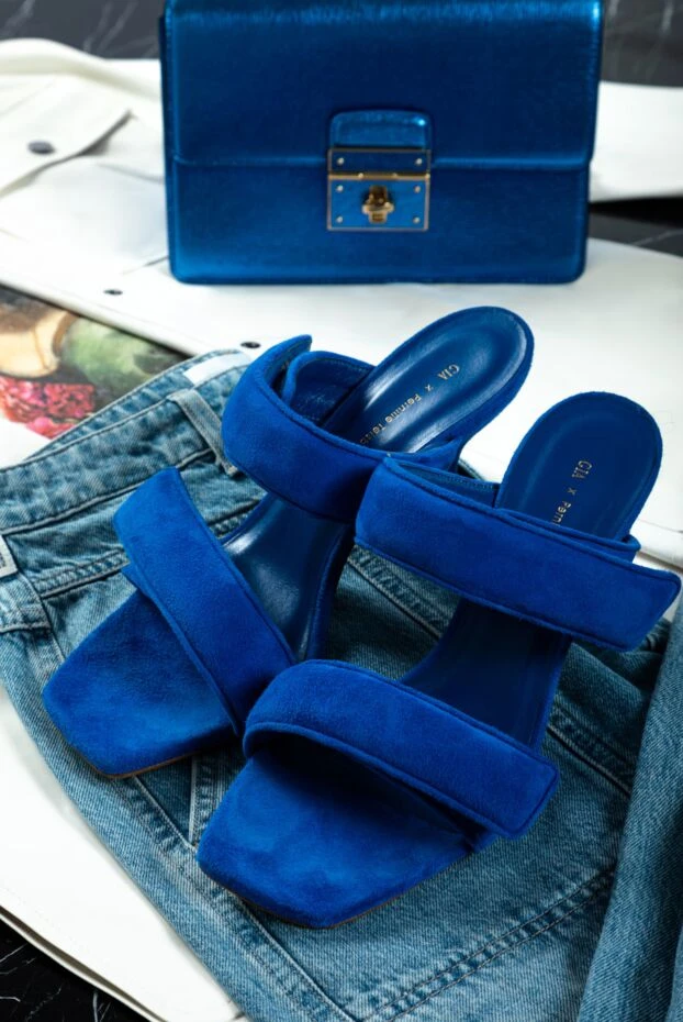 Gia Borghini босоножки женские ярко-синие замшевые  161386 - фото 3