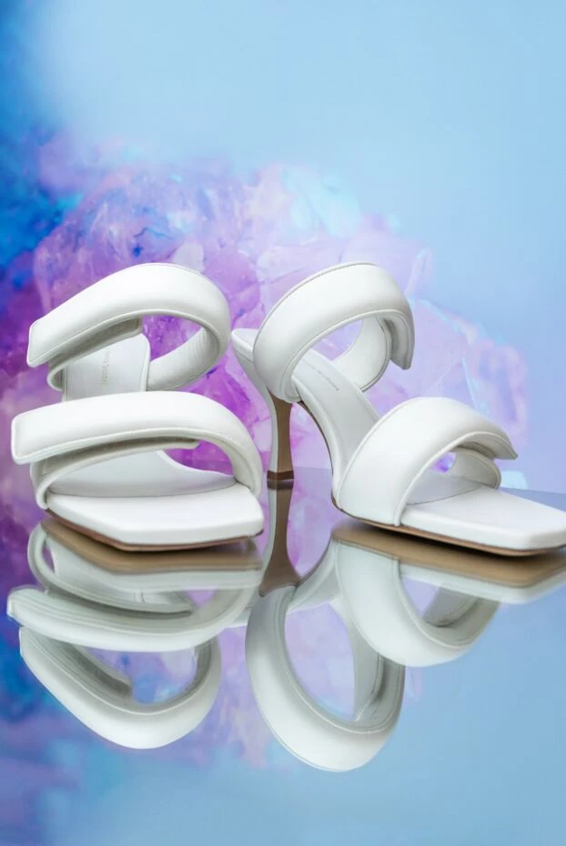 Gia Borghini босоножки женские белые из гладкой кожи 161387 - фото 3