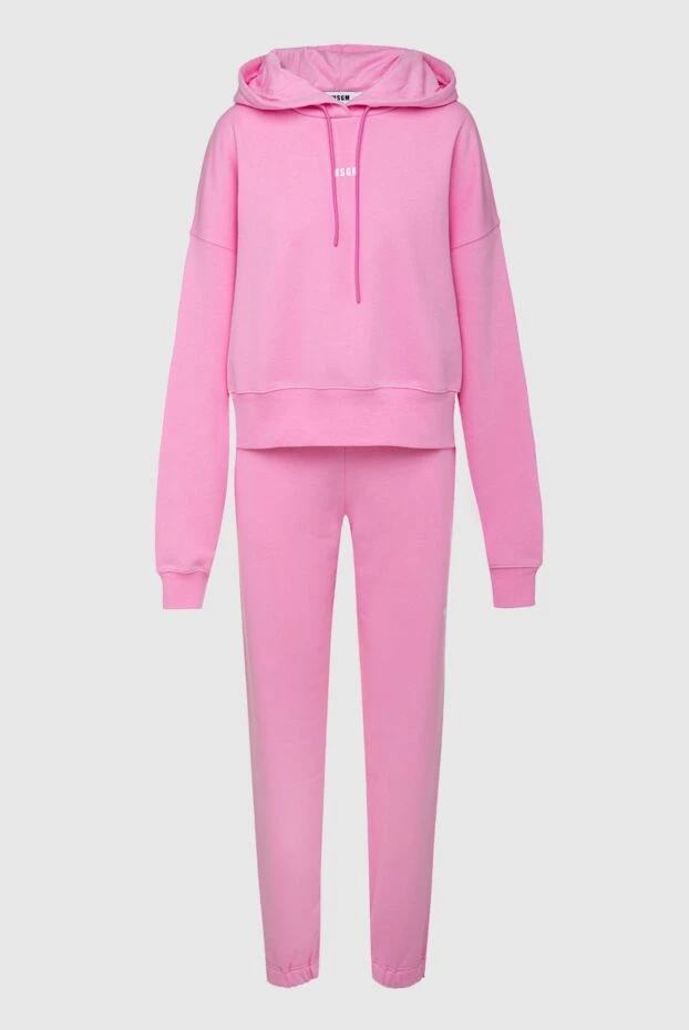 MSGM женский костюм из хлопка розового цвета с худи на кулиске 196468 - фото 1