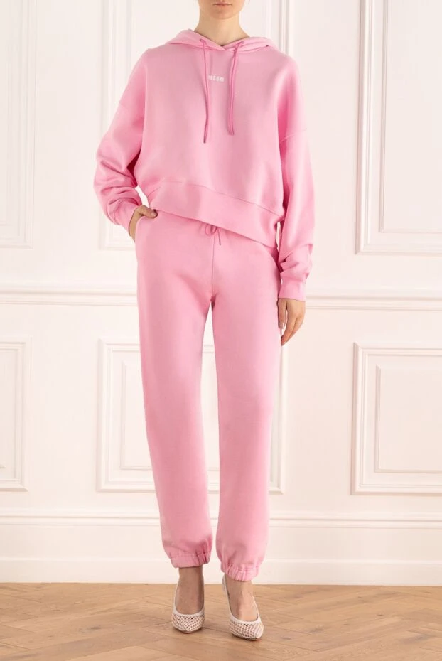 MSGM женский костюм из хлопка розового цвета с худи на кулиске 196468 - фото 2