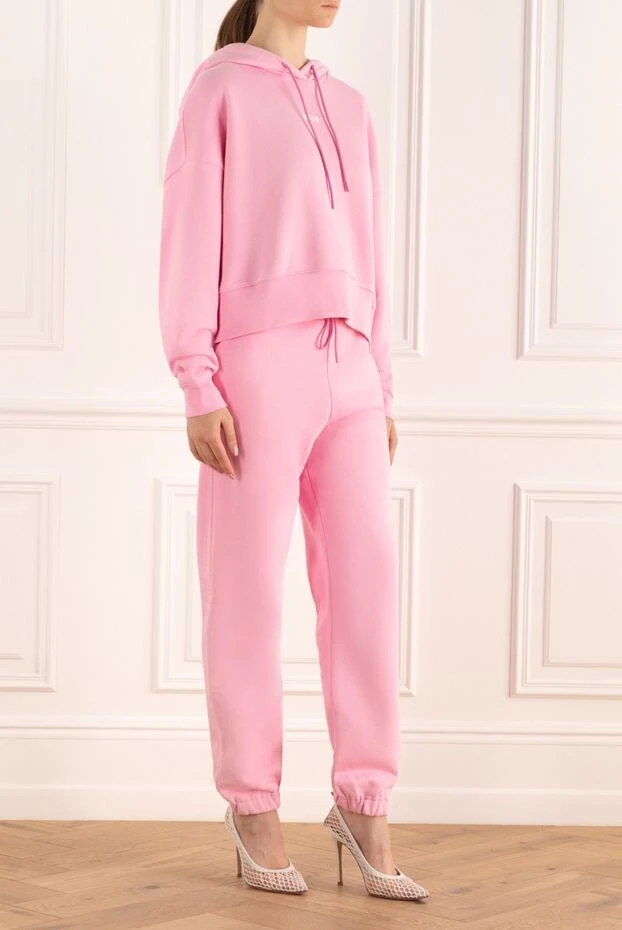 MSGM женский костюм из хлопка розового цвета с худи на кулиске 196468 - фото 3