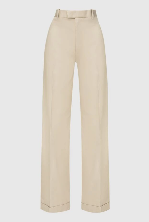 Bottega Veneta woman beige cotton trousers for women купить с ценами и фото 161509 - photo 1