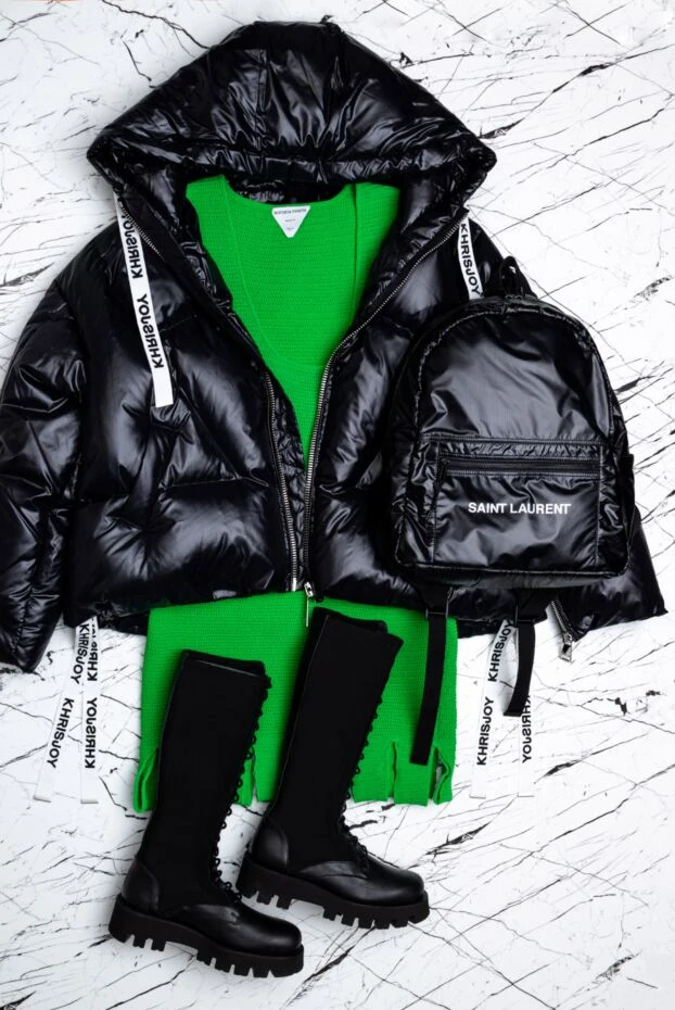 Bottega Veneta платье зеленое из трикотажа с фигурной отделкой по низу и глубоким вырезом
 161512 - фото 3