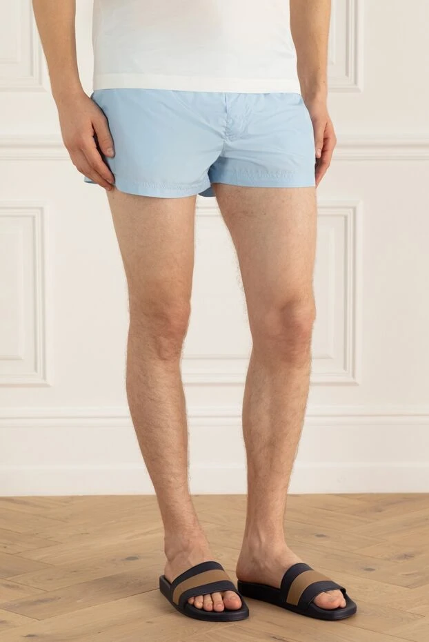 Dolce & Gabbana пляжные мужские шорты светло-голубые с кулиской и карманом на молнии 161519 - фото 3