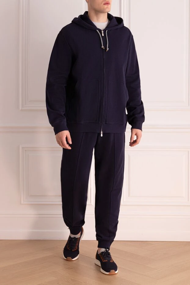 Brunello Cucinelli темно синий костюм из хлопкового трикотажа с капюшоном
 161539 - фото 2