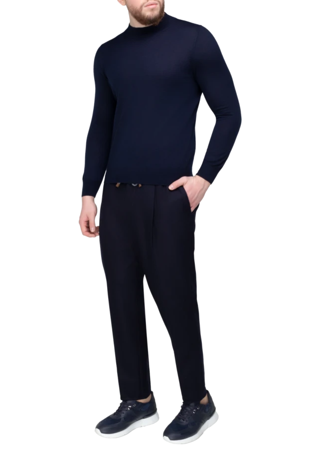 Brunello Cucinelli man blue wool trousers for men купить с ценами и фото 161541 - photo 2