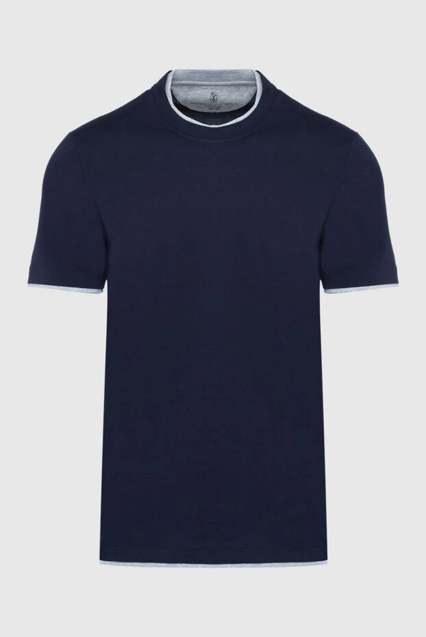 Blue cotton T-shirt for men - photo 1