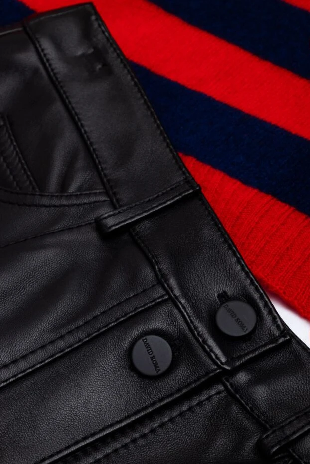 David Koma black leather high waist skirt with decorative front placket 161579 - photo 3