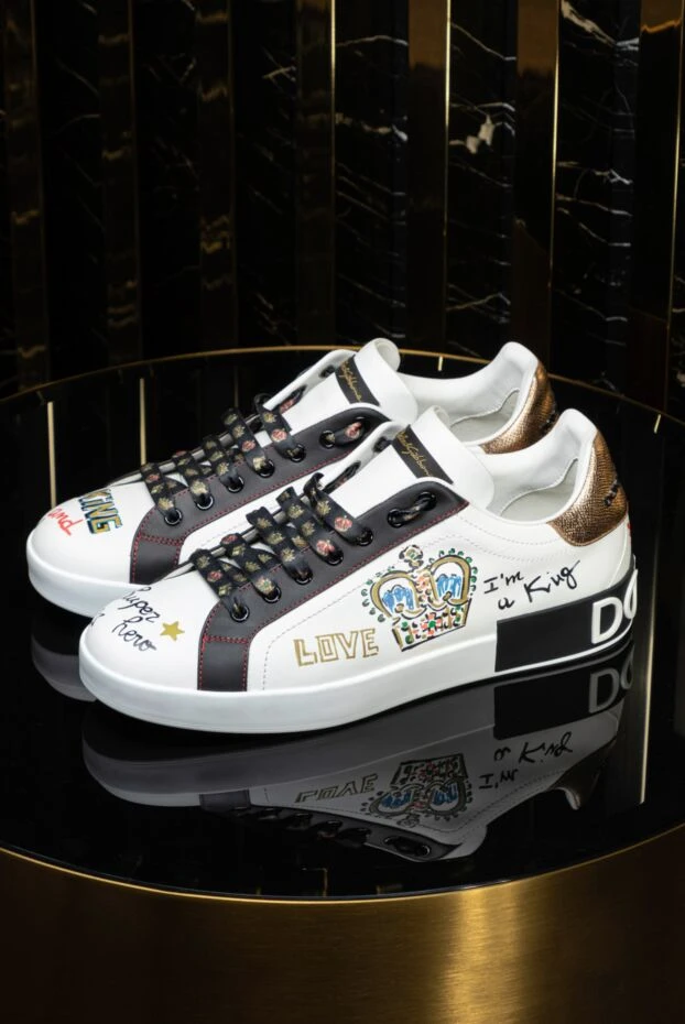 Жамалы бар басылған бұзау терісінен жасалған Portofino кроссовкалары - фото 2