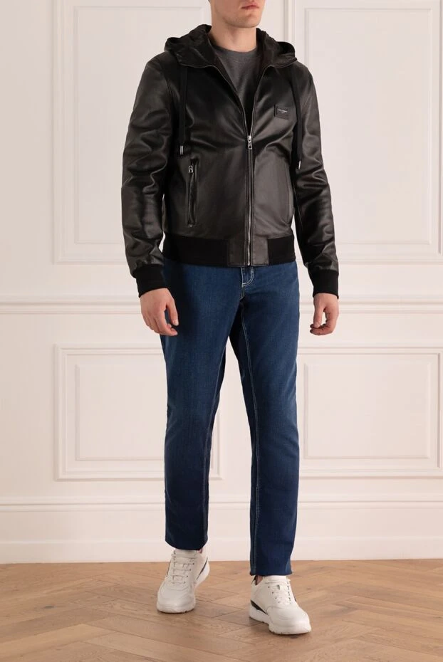 Dolce & Gabbana man black leather jacket for men купить с ценами и фото 161593 - photo 2