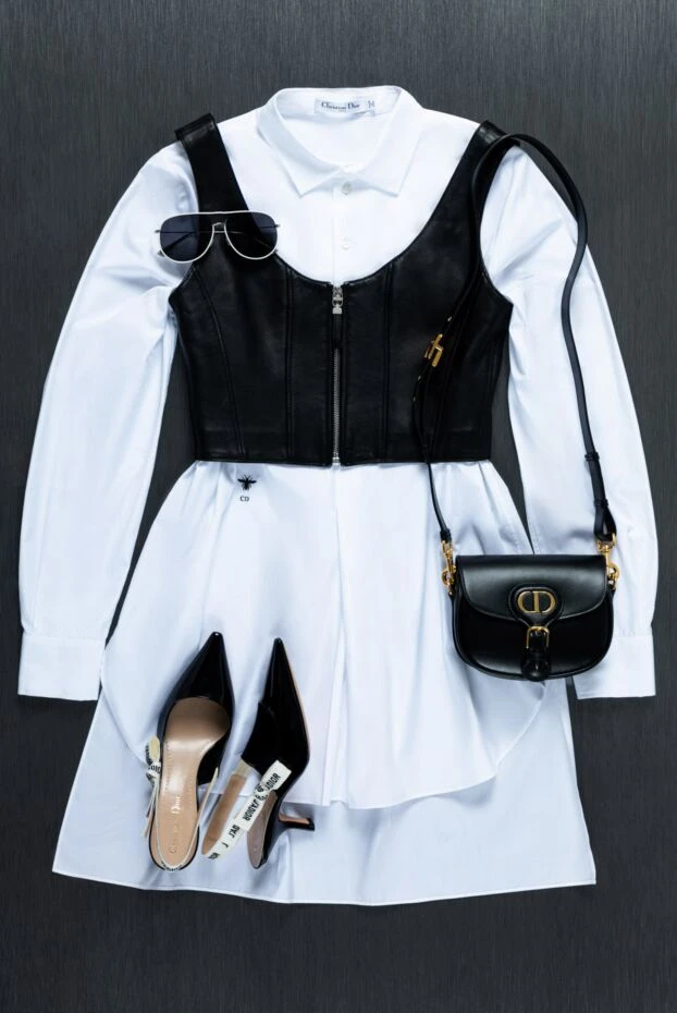 Dior топ из натуральной кожи черный укороченный с молнией спереди
 161608 - фото 3