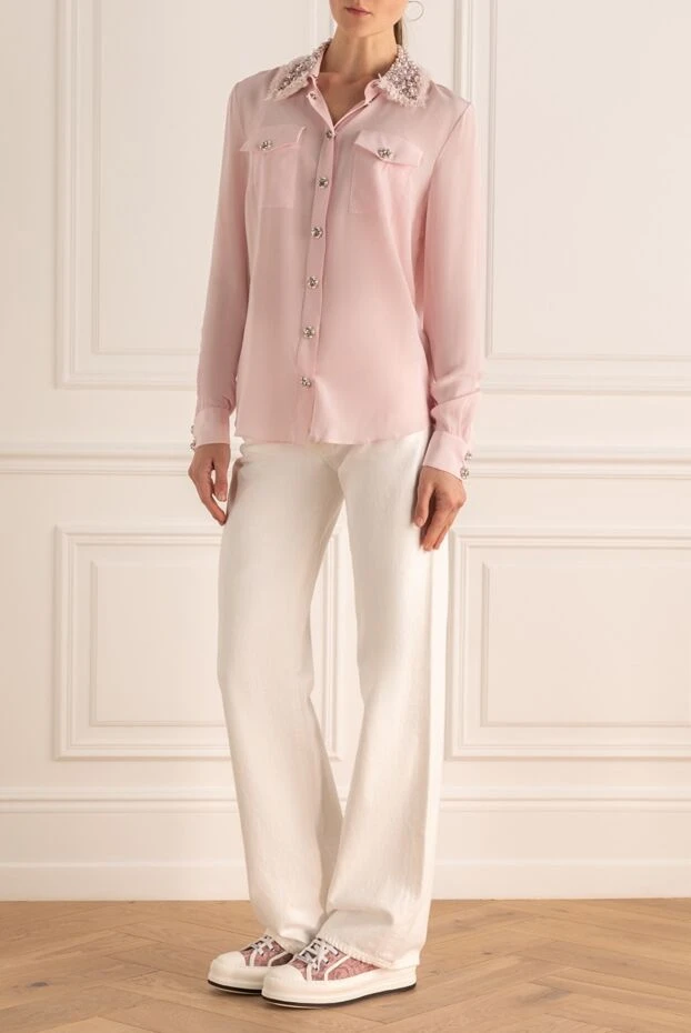 Balmain woman pink silk blouse for women купить с ценами и фото 161645 - photo 2