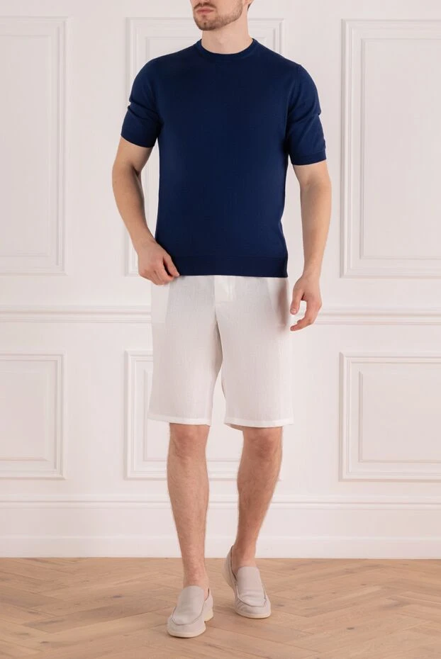 Cesare di Napoli man white linen shorts for men купить с ценами и фото 161668 - photo 2