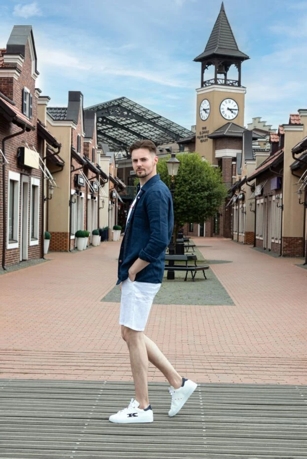 Cesare di Napoli белдік белдігі бар ақ зығыр ерлер шорты
 161668 - фото 3