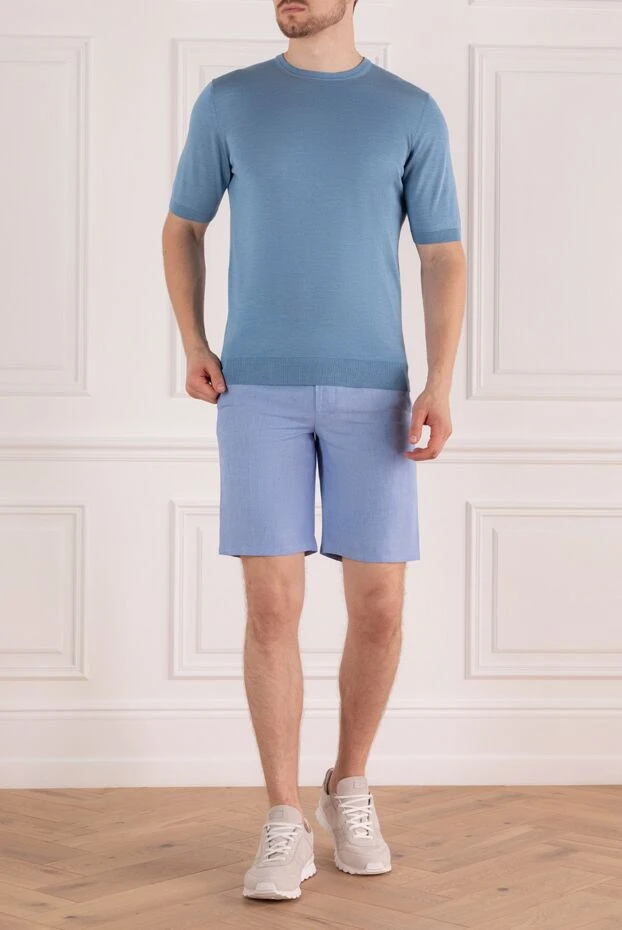 Cesare di Napoli man blue linen shorts for men купить с ценами и фото 161670 - photo 2