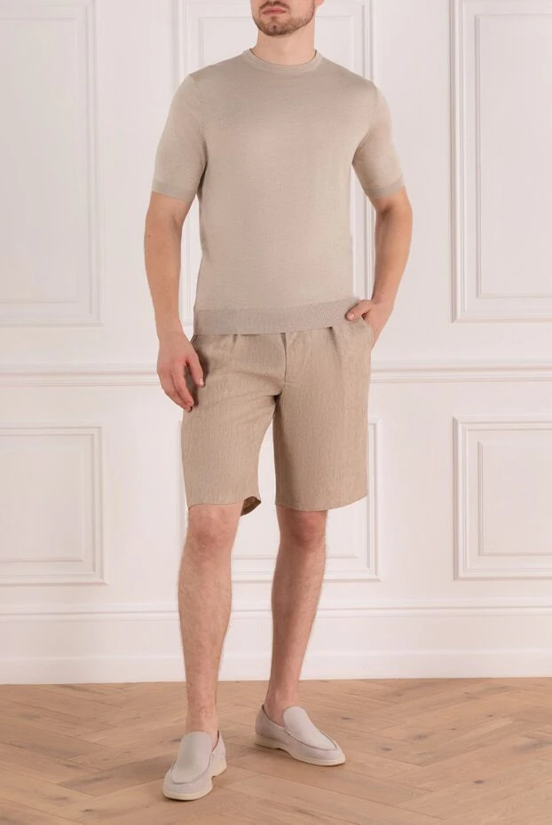 Cesare di Napoli man beige linen shorts for men купить с ценами и фото 161674 - photo 2