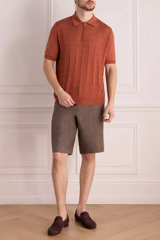 Cesare di Napoli man brown linen shorts for men купить с ценами и фото 161675 - photo 2